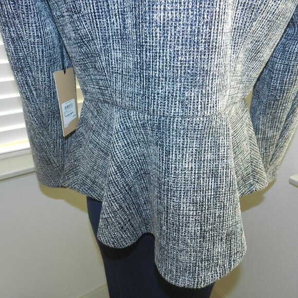 NWT HALOGEN Women's Black & White Tweed Peplum Jacket Size Small Petite - Picture 10 of 16